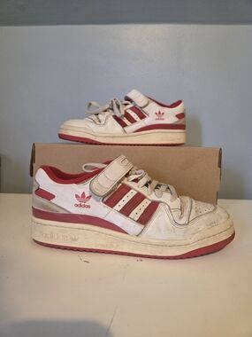 adidas Forum 84 Kids White and Red Low-Top Sneakers Size 7